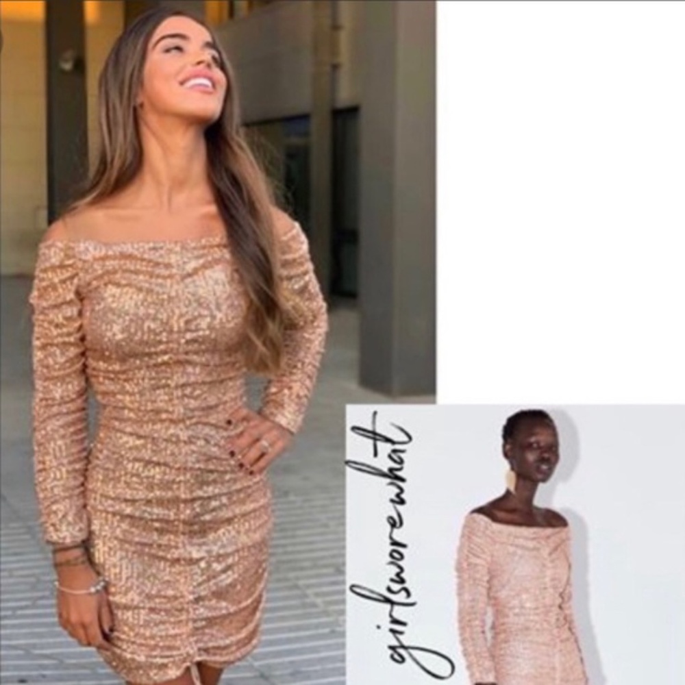 ZARA DRAPED SEQUIN DRESS NWT